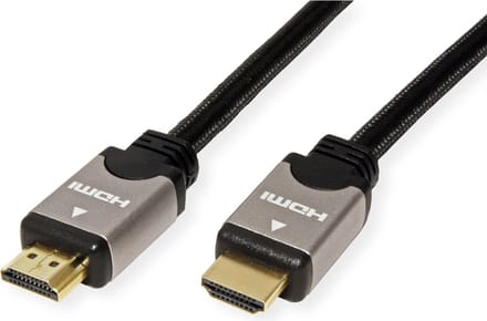 ROLINE HDMI HighSpeed kabel met Ethernet, M/M, zwart / zilver, 2 m
