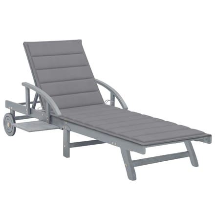 vidaXL - Ligbed - met - kussen - massief - acaciahout