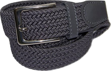 Grijs - Elastische Comfort Riem - maat 115 cm - Gevlochten - 100% Elastisch - Nikkelvrije Gesp