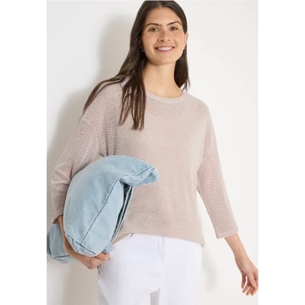 Shirt met 3/4 mouwen in ajourlook