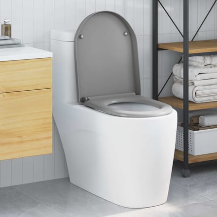 vidaXL - Toiletbril - Grijs - 49 - x - 36 - x - 4 - cm - Duroplast