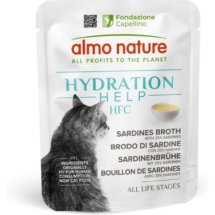 6x50g Almo Nature HFC Hydration Help sardinebouillon met sardientjes nat kattenvoer