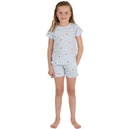 Rebelle Shortama Flower - Blauw/wit - Bio Katoen - Maat 128