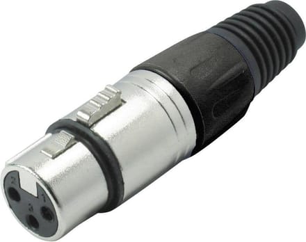 XLR 3-pins (v) connector met plastic trekontlasting - grijs/zwart