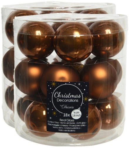 Decoris Kleine kerstballen - 54x st - kaneel bruin - D4 cm - glas - kerstversiering