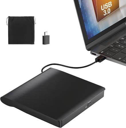 KAD® DVD Speler - USB 3.0 en Type-C - DVD Speler Laptop - DVD Brander - Zwart - 30cm x 30cm x 30cm
