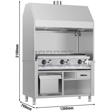 GGM Gastro Gasgrill BERLIN - 1360mm - Edelstahl Zilver