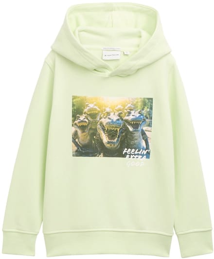 Tom Tailor - Hoodie met fotoprint - Maat 92/98 - lime cream green