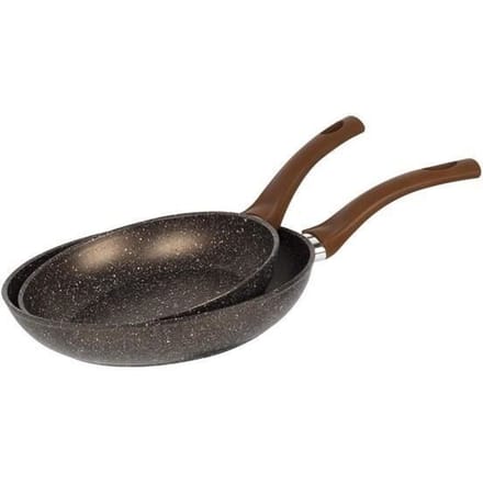 Ensemble de poêles - Bergner - Champagne - Aluminium forgé - 2 pièces - Compatible induction couleur champagne