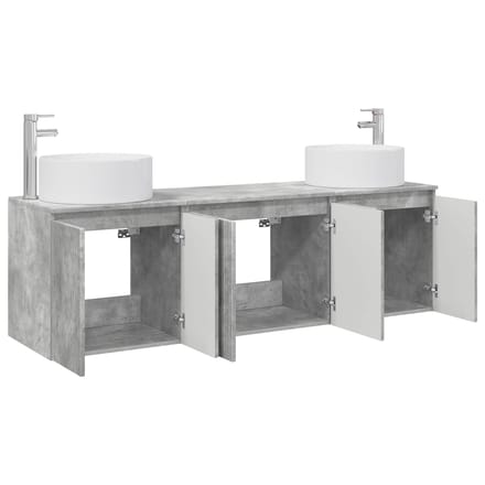 vidaXL - Badkamerkast - set - 3 - st - Betongrijs - 161,5 - x - 44,5 - x - 80 - cm