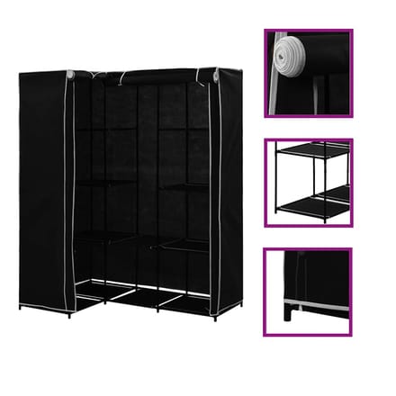 vidaXL - Hoekkledingkast - 130x87x169 - cm - zwart