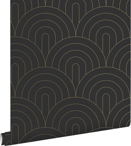 ESTAhome behang art deco motief zwart wit - 53 cm x 10.05 m - 139742