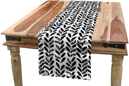 ABAKUHAUS zwart-wit tafelloper – 40x300 cm – polyester, machinewasbaar