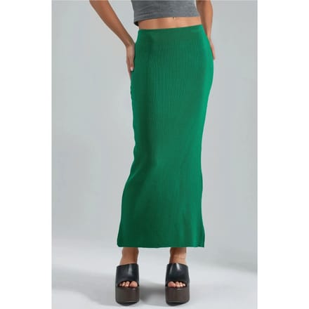 Hoge Taille Geribbelde Gebreide Maxi Rok