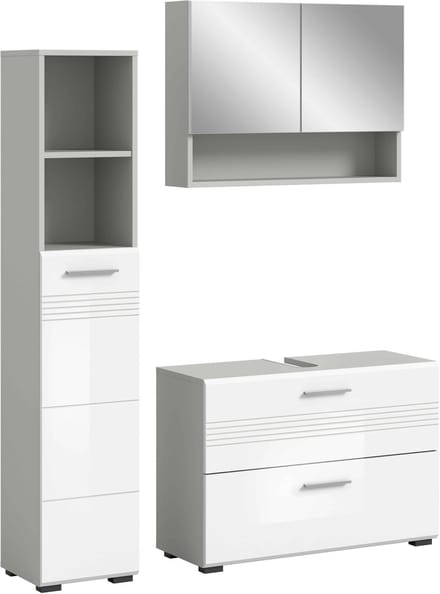 Copa badkamercombinatie wit hoogglans MDF TZ lichtgrijs NB - 32x125x190cm