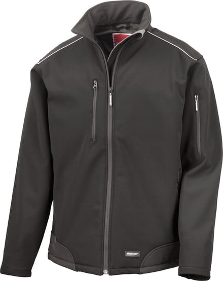 Result Ripstop Soft Shell Workwear Jacket With Cordura Panels RT124 - Black - S