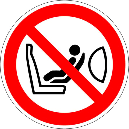 Kinderzitje verboden sticker, P074 50 mm - 10 stuks per kaart