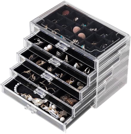 Dailygoods - Acryl Sieraden Organizer met 5 Laden - Oorbel Houder en Display