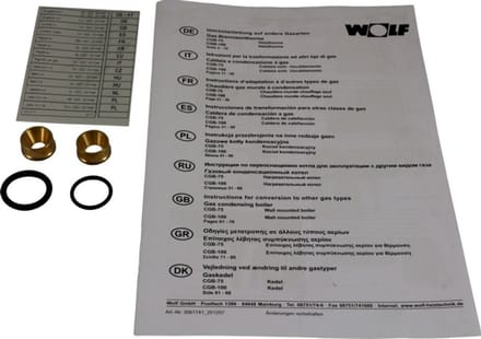 Wolf Omstelset aardgas E/H - LL voor CGB-75/100, 8610471