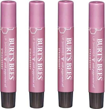BURT'S BEES - Lip Shimmer Strawberry - 4 Pak - Voordeelverpakking