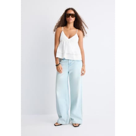 Stradivarius Crochet top met bandjes  Wit S