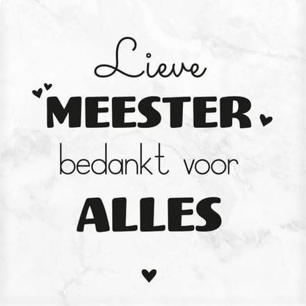 Marmeren Onderzetter - Meester - 10 x 10 x 1 cm