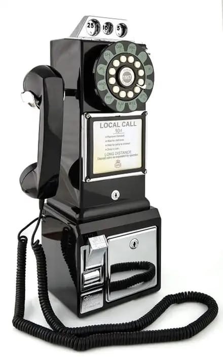 Nostalgische retro wandtelefoon - analoog - zwart - diner