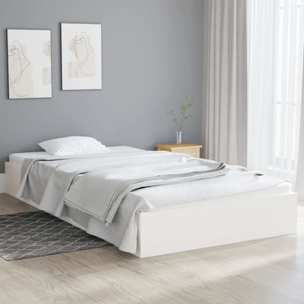 vidaXL - Bedframe - massief - hout - wit - 90x200 - cm