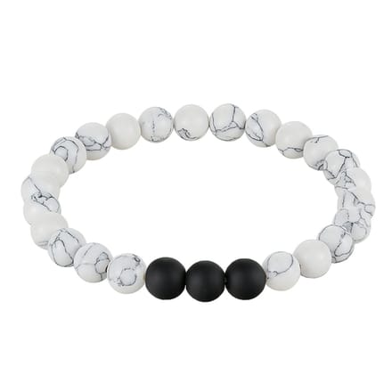 Kralen armband Heren Howliet Agaat Wit Zwart