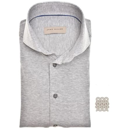 John Miller Overhemd Slim Tricot Allover Mélange Midden Grijs / male