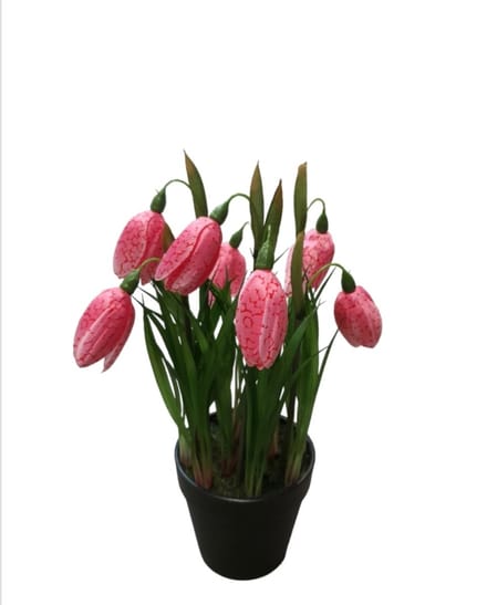 Mica Decorations 3STUKS Kunstplant Kievitsbloem roze H28 x D14cm