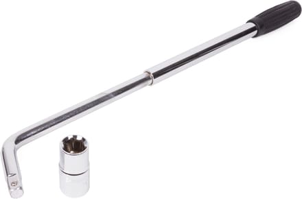 Benson Telescopische wielmoersleutel - uitschuifbare hefboom - chroom-vanadium - 17 en 19 mm