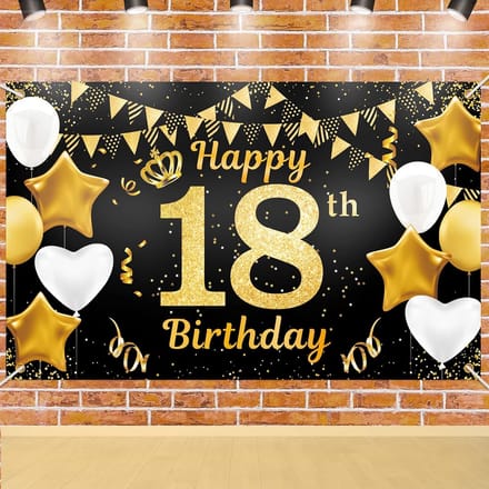 Dailygoods- Achtergronddecoratie Grote Banner - 18e Verjaardag