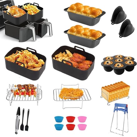 Airfryer Accessoireset 19-Delig - Siliconen - RVS Bakrek - Herbruikbaar