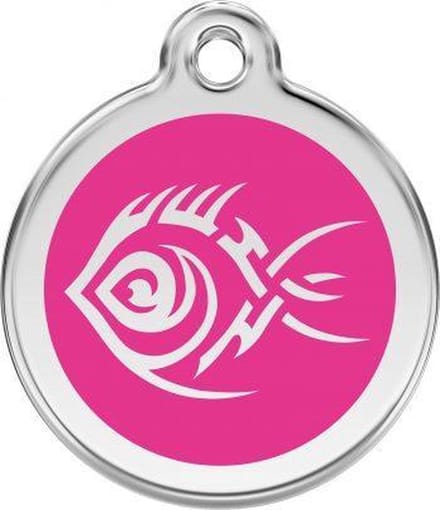 Red Dingo Hondenpenning 38 mm tribal vis hard roze