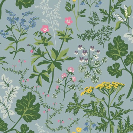 Duro Vliesbehang 428-02 - Linnéa - Botanisch Blauw - 53cm x 10.05m