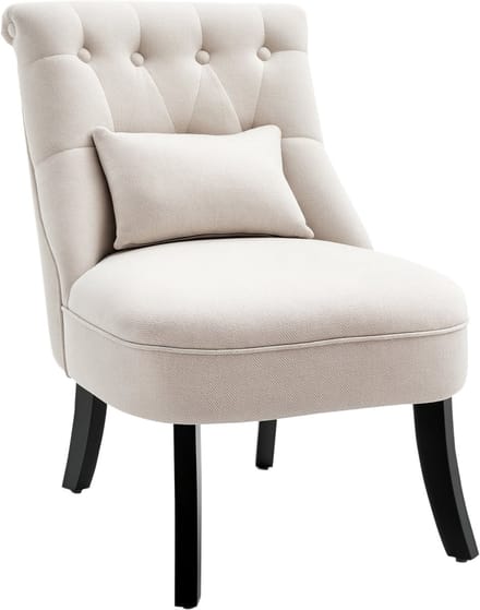 HOMCOM fauteuil in vintage stijl, gecapitonneerd - Loungestoel, gestoffeerde stoel - Crèmewit