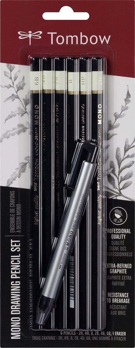 Tombow Mono set pencil x6 + precision eraser x1