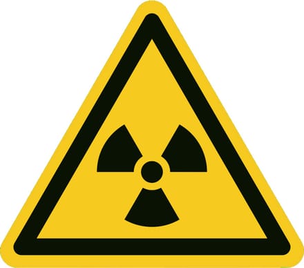 Radioactief sticker 200x200 mm - vinyl - ISO 7010 W003