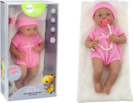 Speelgoed pop - roze outfit - 39x18x10 cm - beweegbaar