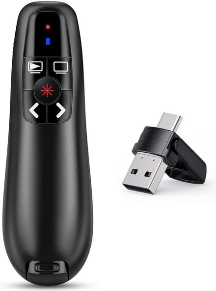Draadloze Presentatie Clicker voor PowerPoint - 2-in-1 USB Type C Remote en Slide Advancer