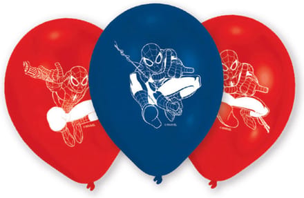 Amscan - 6 Spider-Man ballonnen - blauw rood - 22 cm