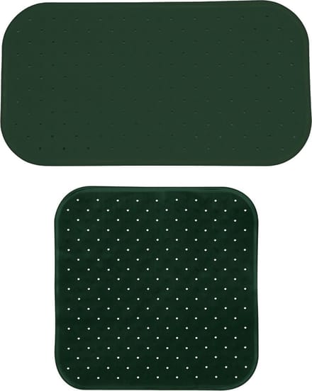 MSV Douche/bad anti-slip matten set badkamer - rubber - 2x stuks - donkergroen - 2 formaten