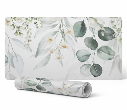 Beschermende bureauonderlegger met bloemen- en bladmotief, 90x45 cm