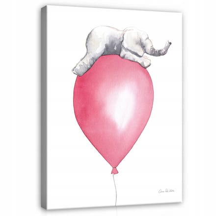 WALLARENA - Canvas schilderij - 60x40 cm - Schattige olifant voor de kinderkamer
