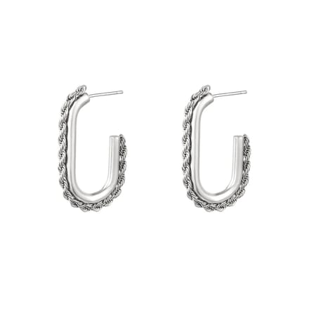 Oorbellen Ovale Hoepel - Yehwang - Oorbellen - One size - Zilver