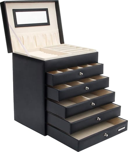Sens Design Luxe Juwelendoos - Sieradenkastje met spiegel - Zwart
