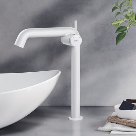 EMKE Wastafelkraan - Waterbesparend Mengkraan - Incl. Aansluitingen - Hoge Uitloop 26cm - Wit