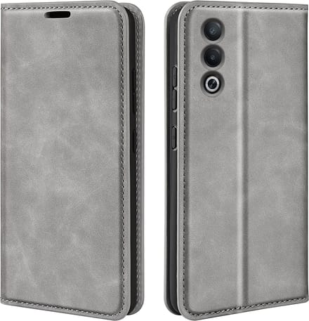 MobyDefend Hoesje - Geschikt voor Oppo A80 5G - Luxe Wallet Bookcase (Magnetische Sluiting) - Grijs