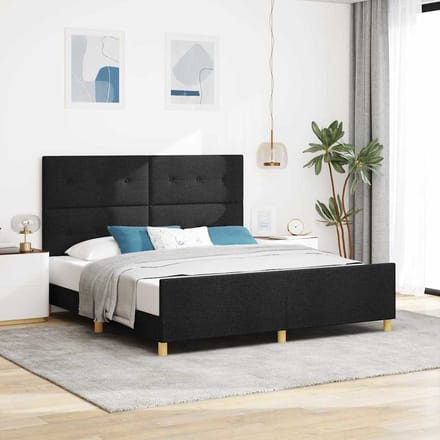 vidaXL - Bedframe - met - hoofdeinde - Zwart - 180 - x - 200 - cm - Stof